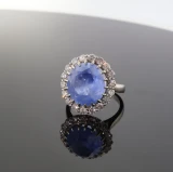 11.15ct Unheated Ceylon Sapphire 1.44ct Diamond 18k White Gold sz N Val $58380