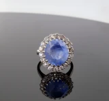 11.15ct Unheated Ceylon Sapphire 1.44ct Diamond 18k White Gold sz N Val $58380