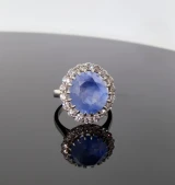 11.15ct Unheated Ceylon Sapphire 1.44ct Diamond 18k White Gold sz N Val $58380