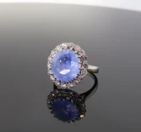 11.15ct Unheated Ceylon Sapphire 1.44ct Diamond 18k White Gold sz N Val $58380