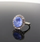 11.15ct Unheated Ceylon Sapphire 1.44ct Diamond 18k White Gold sz N Val $58380