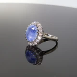 11.15ct Unheated Ceylon Sapphire 1.44ct Diamond 18k White Gold sz N Val $58380