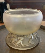 René Lalique Lutteurs Bowl No.890 Grey Patina c1914 Signed R. Lalique Rare