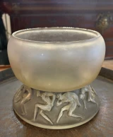 René Lalique Lutteurs Bowl No.890 Grey Patina c1914 Signed R. Lalique Rare