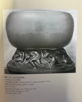 René Lalique Lutteurs Bowl No.890 Grey Patina c1914 Signed R. Lalique Rare