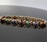 Impressive Emerald Sapphire Ruby Diamond Set 18K Gold Bracelet 18.5cm Val $17925