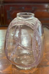René Lalique Guirlande de Roses Vase c1914 No.951 Clear & Pink Patina Signed