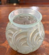 René Lalique Bresse Vase No. 1073 Celadon Green Grey Patina c1931 Signed France