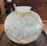 René Lalique Poissons Vase No. 905 Opalescent Glass c1921 Signed R. Lalique