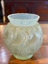 René Lalique Le Mans Vase No.1074 Celadon Green c1931 Signed R. Lalique