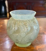 René Lalique Le Mans Vase No.1074 Celadon Green c1931 Signed R. Lalique