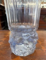 René Lalique "Merles" (Blackbirds) Vase No. 1071 – Blue Patinated Crystal c1931