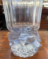René Lalique "Merles" (Blackbirds) Vase No. 1071 – Blue Patinated Crystal c1931