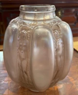 René Lalique Six Figurines et Masques Vase No.886 Sepia Patina c1912 Signed