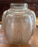 René Lalique Six Figurines et Masques Vase No.886 Sepia Patina c1912 Signed