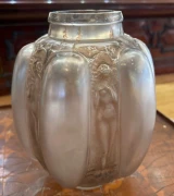 René Lalique Six Figurines et Masques Vase No.886 Sepia Patina c1912 Signed