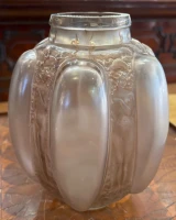 René Lalique Six Figurines et Masques Vase No.886 Sepia Patina c1912 Signed
