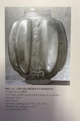René Lalique Six Figurines et Masques Vase No.886 Sepia Patina c1912 Signed