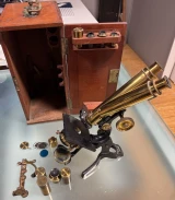 Rare Antique J Swift & Son London Binocular Brass Microscope c.1890 Boxed