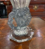 René Lalique Faune Vase No.1062 Blue Patina Frosted Crystal c1931 Signed Art Dec