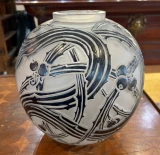 René Lalique Baies Vase No.894 Black Enamel Frosted Glass c1924 Signed