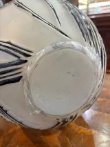 René Lalique Baies Vase No.894 Black Enamel Frosted Glass c1924 Signed