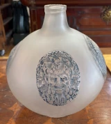 René Lalique Quatre Masques Vase No.878 Frosted Glass c1911 Signed R Lalique
