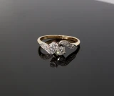 Vintage 18k Yellow & White Gold 0.46ct H Si Diamond Crossover Ring Val P.5 $5445