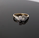 Vintage 18k Yellow & White Gold 0.46ct H Si Diamond Crossover Ring Val P.5 $5445