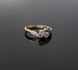 Vintage 18k Yellow & White Gold 0.46ct H Si Diamond Crossover Ring Val P.5 $5445