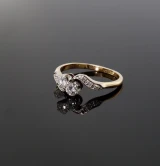 Vintage 18k Yellow & White Gold 0.46ct H Si Diamond Crossover Ring Val P.5 $5445