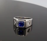 Vintage 2.30ct Sapphire & .76ct Diamond Set Platinum Ring Size R1/2 Val $18675