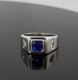 Vintage 2.30ct Sapphire & .76ct Diamond Set Platinum Ring Size R1/2 Val $18675
