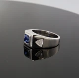 Vintage 2.30ct Sapphire & .76ct Diamond Set Platinum Ring Size R1/2 Val $18675