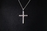 Vintage 14k White Gold 0.80ct Diamond Set Cross Pendant & 52cm Chain Val $5265