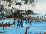 Pro Hart (1928–2006) The Death of Cook C.1968 Framed 92cm x 67cm
