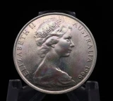 Graded UNC Downie's 1966 50c Round Coin 80% Silver AF929 (Light Rainbow Toning)