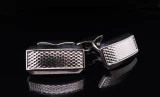 Vintage Dunhill 22mm Silver Tone Textured Rectangular Cufflinks