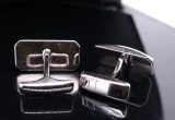 Vintage Dunhill 22mm Silver Tone Textured Rectangular Cufflinks