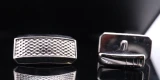 Vintage Dunhill 22mm Silver Tone Textured Rectangular Cufflinks