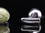 1988 Dunhill Olympic Games Five Rings Green Enamel & 925 Silver 14.5mm Cufflinks