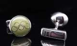1988 Dunhill Olympic Games Five Rings Green Enamel & 925 Silver 14.5mm Cufflinks