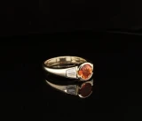 1.00ct Orange Sapphire & H Vs Diamond 18K Gold Ring Size M1/2 Val $6190