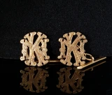 C.1910 Antique Pair Of English 15k Gold Gentleman’s NK or KN Cufflinks 9.9g