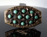Neiger Brothers 1920s Czech Chrysoprase Glass Flower Brooch