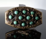 Neiger Brothers 1920s Czech Chrysoprase Glass Flower Brooch