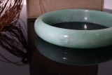 Vintage Green Jade Large Bangle in Original Linen Presentation Box 83g