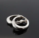 Vintage Chanel 925 Sterling Silver Logo Hoop Earrings 15.4g