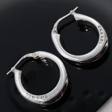 Vintage Chanel 925 Sterling Silver Logo Hoop Earrings 15.4g