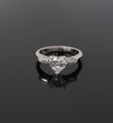 Vintage 1.40ct G VS 18k White Gold Heart Shape Diamond Ring sz L1/2 Val $19560